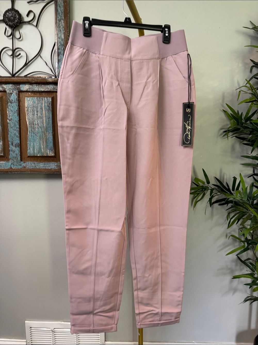 DG2 by Diane Gilman Blush Pull-On Ankle Trousers NWT L